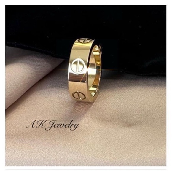 💎LUXURY MEDIUM WIDTH GOLD Screw RING, Screw Design, GOLD Plated - Picture 4 of 7
